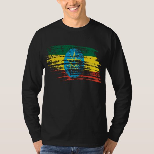 クールなエチオピアの旗のデザイン Tシャツ (正面)
