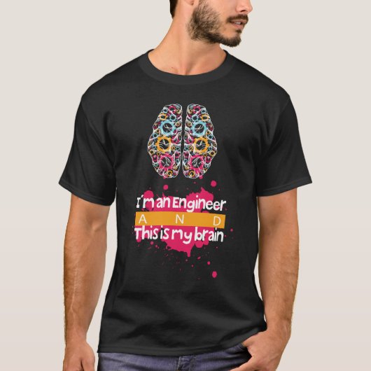 クールなエンジニアの脳Tシャツデザイン Tシャツ (正面)
