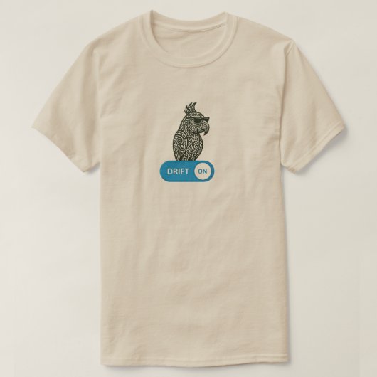 クールなオウムとともにドリフト Tシャツ (デザイン正面)