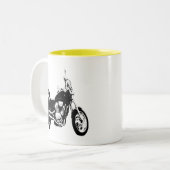 クールなオートバイのバイクのシルエット ツートーンマグカップ (正面左)