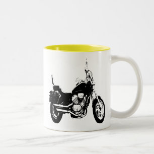 クールなオートバイのバイクのシルエット ツートーンマグカップ