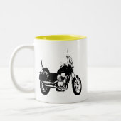 クールなオートバイのバイクのシルエット ツートーンマグカップ (左)
