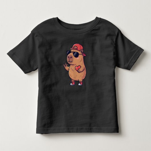 クールなカピバラ ASL 愛してるよ サイン バレンタイン トドラーTシャツ (正面)