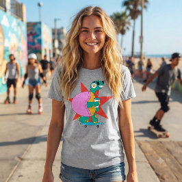 クールなカメのスケーターの個性的なデザイン Tシャツ