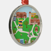 クールなキャンパスのデザイン メタルオーナメント (右)