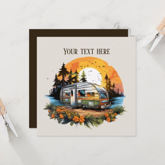 クールなキャンプ愛好家のパーティー 招待状 (正面/裏面インサイチュ)