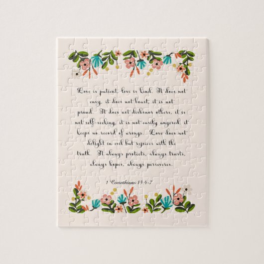 クールなキリスト教の芸術- Corinthiansの13:4 - 7 ジグソーパズル (縦)