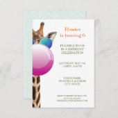 クールなキリンとバブルガム | パーティーの招待状 招待状 (正面/裏面)