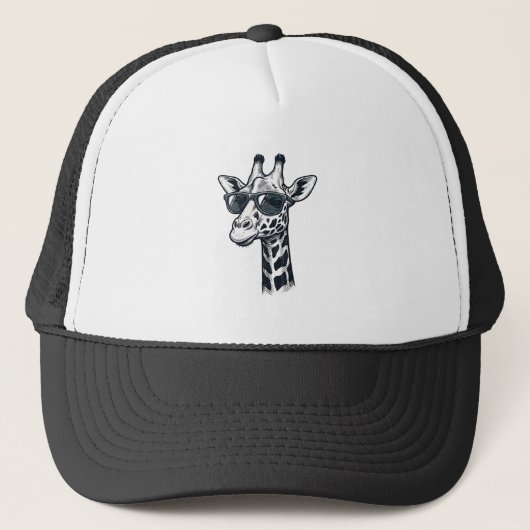 クールなキリンのサングラス ビンテージ風彫刻Tシャツ_ キャップ (正面)