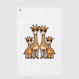 クールなキリン家族サングラスビンテージ彫刻Tシャツ ゴルフタオル