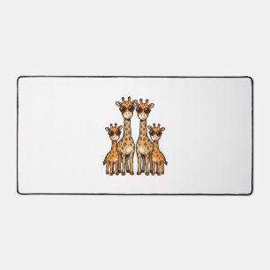 クールなキリン家族サングラスビンテージ彫刻Tシャツ デスクマット
