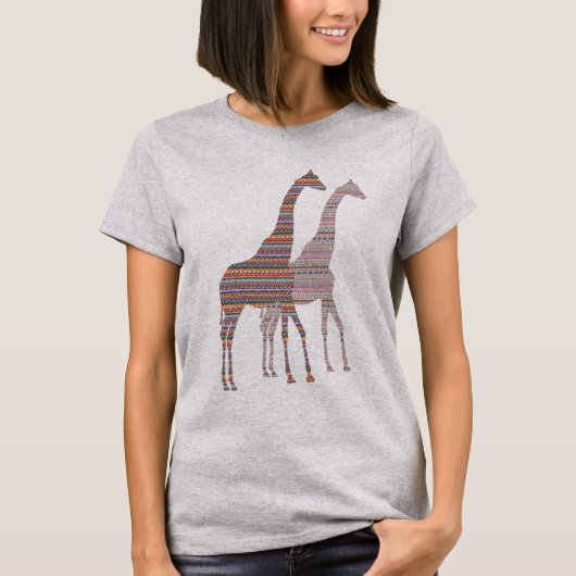 クールなキリンTシャツデザイン野生動物キリン Tシャツ (正面)