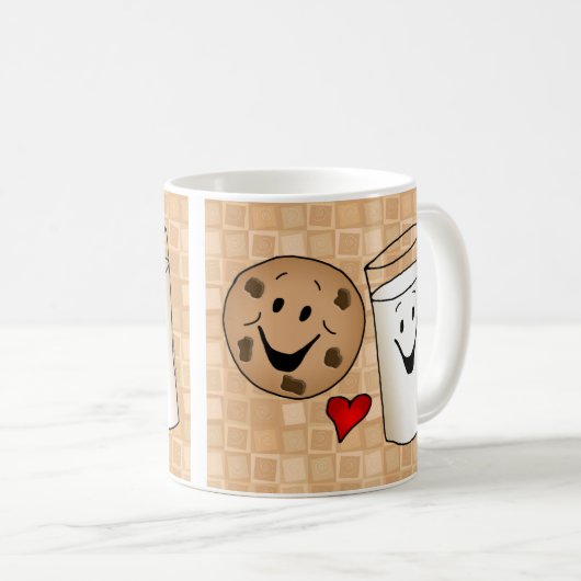 クールなクッキーおよびミルクの友人の漫画 コーヒーマグカップ (正面右)