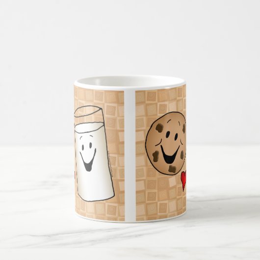クールなクッキーおよびミルクの友人の漫画 コーヒーマグカップ (中央)