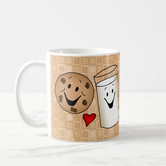 クールなクッキーおよびミルクの友人の漫画 コーヒーマグカップ (左)