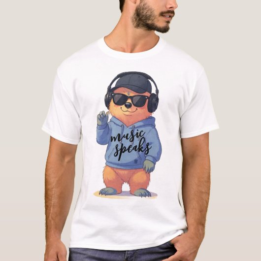 クールなクマのイラスト Tシャツ (正面)