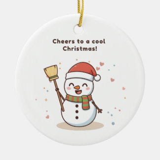 クールなクリスマススノーマンのカードをお楽しみください セラミックオーナメント