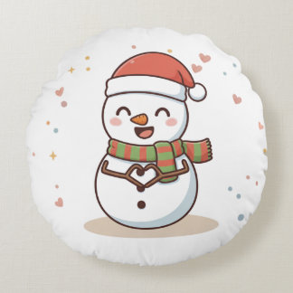 クールなクリスマススノーマンのカードをお楽しみください ラウンドクッション