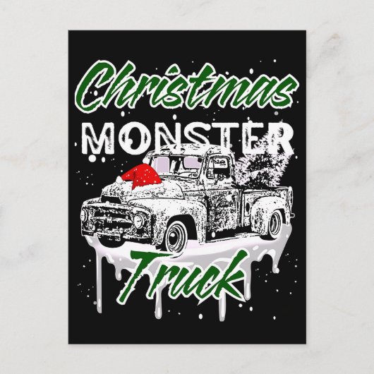 クールなクリスマスモンスタートラック ポストカード (正面)