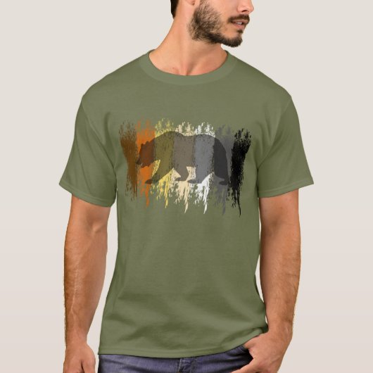 クールなグランジベアの影 ゲイベアプライド Tシャツ (正面)