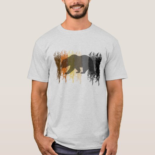 クールなグランジベア シャドウ ゲイ ベア プライド Tシャツ (正面)