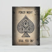 クールなグランジ・レトロ・ポーカー エース・オブ・スパーズ パーティー招待状 招待状 (スタンド正面)