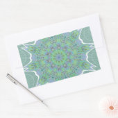 クールなグリーンの花柄 長方形シール (封筒)