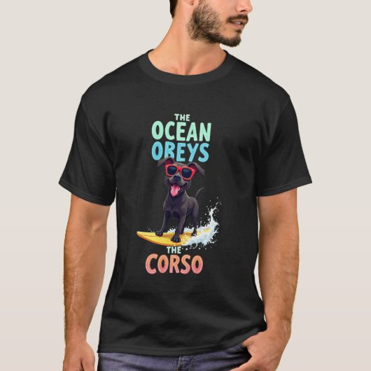 クールなケーン・コルソのサーフィン・ドッグ Tシャツ (正面)
