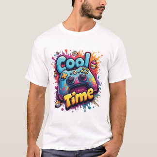 クールなゲームタイム グラフィティゲーマースプラッシュTシャツ Tシャツ