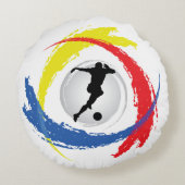 クールなサッカーの三色の紋章 ラウンドクッション (裏面)