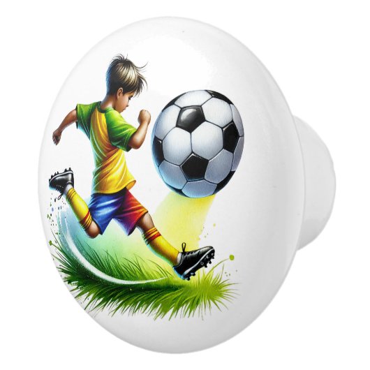 クールなサッカー少年 スポーツ好きな少年部屋  セラミックノブ (右)