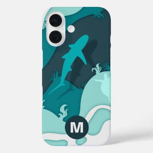 クールなサメの抽象芸術モノグラム Case-Mate iPhoneケース (裏面)