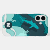 クールなサメの抽象芸術モノグラム Case-Mate iPhoneケース (裏面 (横))