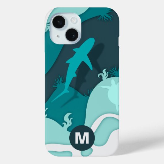 クールなサメの抽象芸術モノグラム Case-Mate iPhoneケース (裏面)