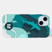 クールなサメの抽象芸術モノグラム Case-Mate iPhoneケース (裏面 (横))