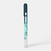 クールなサメの抽象芸術モノグラム iPhone 16ケース (左側面)