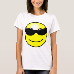 クールなサングラスの黄色いスマイリーフェイス Tシャツ