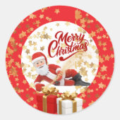 クールなサンタクロースのクリスマスホリデー🎅 ラウンドシール (正面)