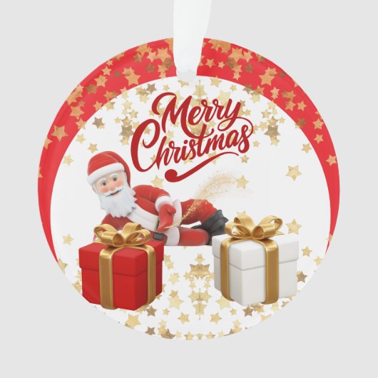 クールなサンタクロースのクリスマス🎅 オーナメント (正面)