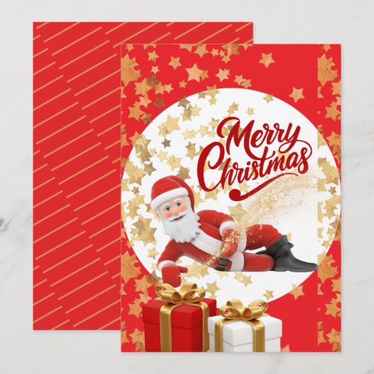 クールなサンタクロースのクリスマス🎅 シーズンカード (正面/裏面)