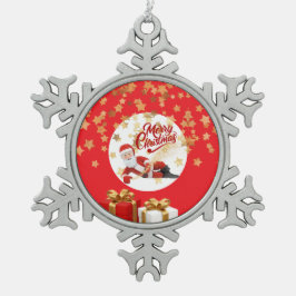 クールなサンタクロースのクリスマス🎅 スノーフレークピューターオーナメント