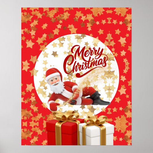 クールなサンタクロースのクリスマス🎅 ポスター (正面)