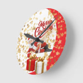 クールなサンタクロースのクリスマス🎅 ラウンド壁時計 (傾斜)