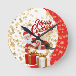 クールなサンタクロースのクリスマス🎅 ラウンド壁時計