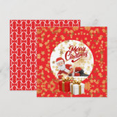 クールなサンタクロースのクリスマス🎅 招待状 (正面/裏面)