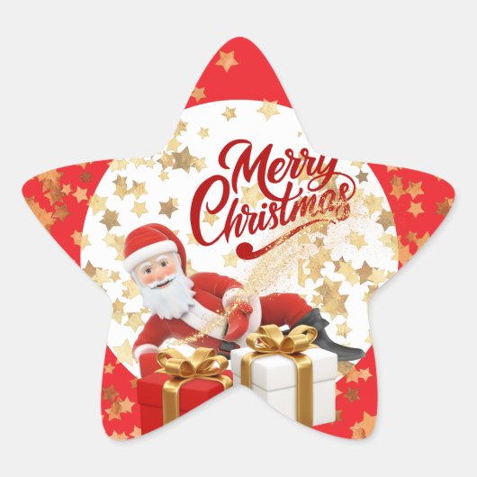 クールなサンタクロースのクリスマス🎅 星シール (正面)