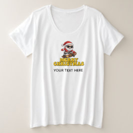 クールなサンタクロースのスケートボード メリークリスマス プラスサイズTシャツ