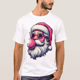 クールなサンタ ピンク バブル サングラス 面白い クリスマス Tシャツ