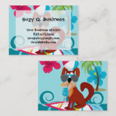 クールなサーファー犬のサーフボードの夏のビーチのパーティーのおもしろい 名刺 (正面/裏面)