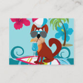 クールなサーファー犬のサーフボードの夏のビーチのパーティーのおもしろい 名刺 (裏面)